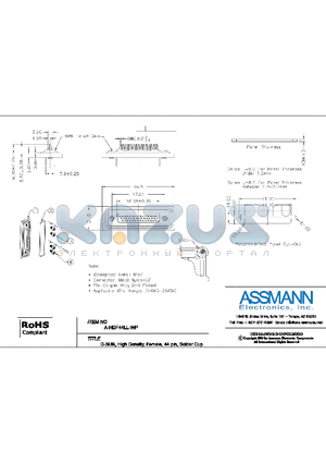 A-HDF44LL-WP datasheet - D-SUB, HIGH DENSITY