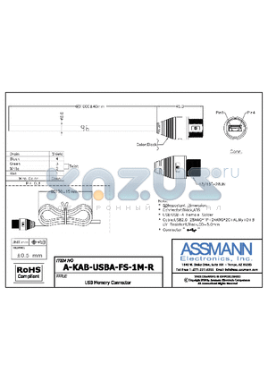 A-KAB-USBA-FS-1M-R datasheet - USB MEMORY CONNECTOR