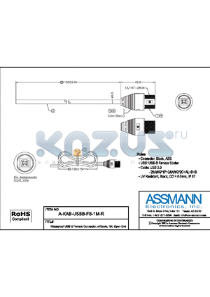 A-KAB-USBB-FS-1M-R datasheet - WATERPROOF USB B FEMALE CONNECTOR, W/CABLE, 1M, OPEN END