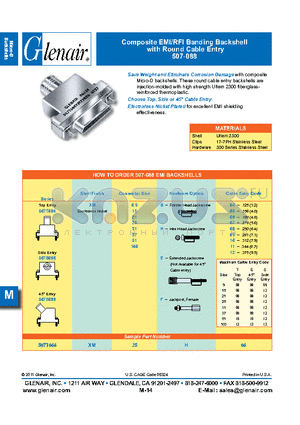 507T088XM21B05 datasheet - Composite EMI/RFI Banding Backshell