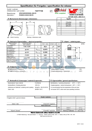 744777156 datasheet - POWER-CHOKE WE-PD