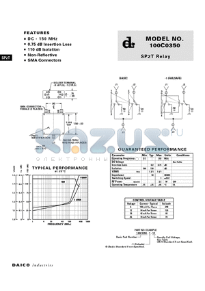 100C0350-B-12 datasheet - SP2T Relay