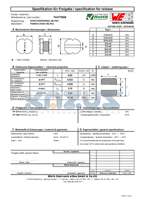 744775068 datasheet - POWER-CHOKE WE-PD2