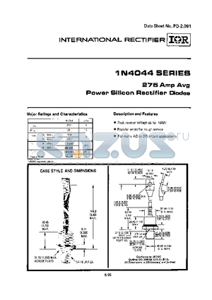 1N4055 datasheet - 275 Amp Avg Power Silicon Rectifier Diodes