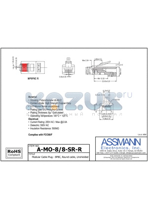 A-MO-8-8-SR-R datasheet - Modular Cable Plug