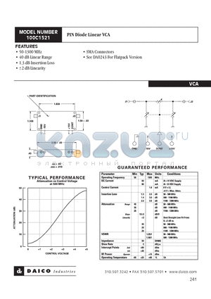 100C1521 datasheet - PIN Diode Linear VCA