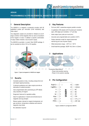 AS5035_1 datasheet - PROGRAMMABLE 64 PPR INCREMENTAL MAGNETIC ROTARY ENCODER