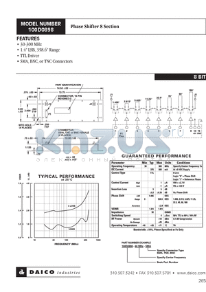 100D0898-60MHZ-SMA datasheet - Phase Shifter 8 Section