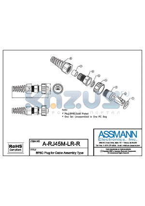 A-RJ45M-LR-R datasheet - 8P8C PLUG FOR CABLE ASSEMBLY TYPE