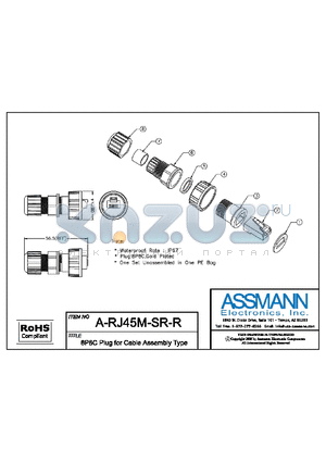 A-RJ45M-SR-R datasheet - 8P8C PLUG FOR CABLE ASEEMBLY TYPE