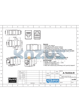 A-TA3534-R datasheet - Keystone Jack Cat5e