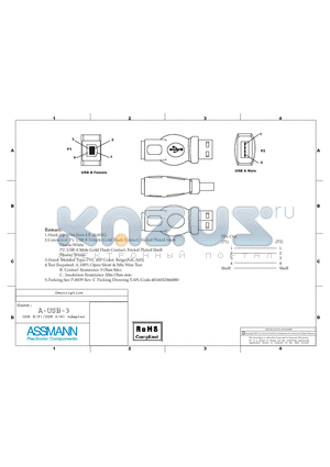 A-USB-3-R datasheet - USB B - USB A ADAPTER