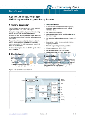 AS5145 datasheet - 12-Bit Programmable Magnetic Rotary Encoder