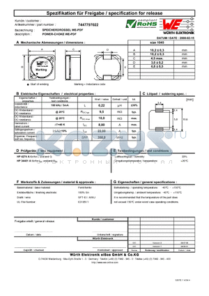 7447797022 datasheet - POWER-CHOKE WE-PDF