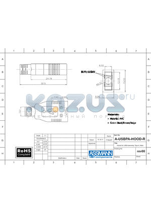 A-USBPA-HOOD-R datasheet - Hoods for USB-Assembly, Type A, Male