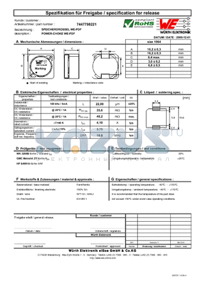 7447798221 datasheet - POWER-CHOKE WE-PDF