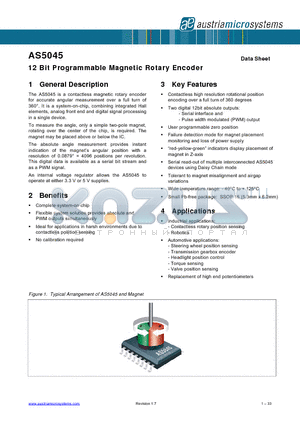 AS5045ASSU datasheet - 12 Bit Programmable Magnetic Rotary Encoder