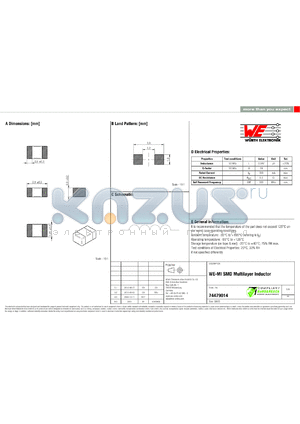 74479014 datasheet - WE-MI SMD Multilayer Inductor