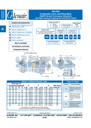 380AT099XM10 datasheet - Composite Cone and Ring Style