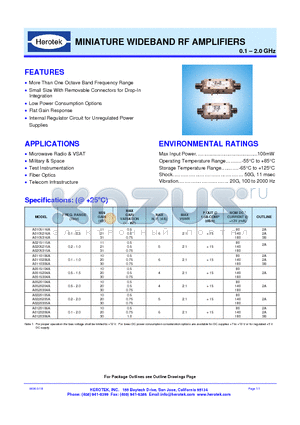 A0105116A datasheet - MINIATURE WIDEBAND RF AMPLIFIERS