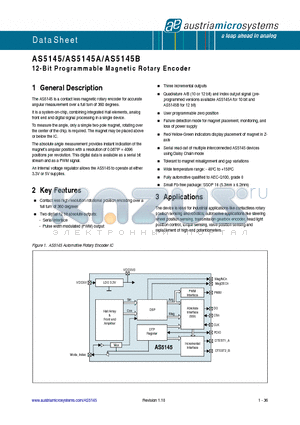 AS5145-HSSU datasheet - 12-Bit Programmable Magnetic Rotary Encoder