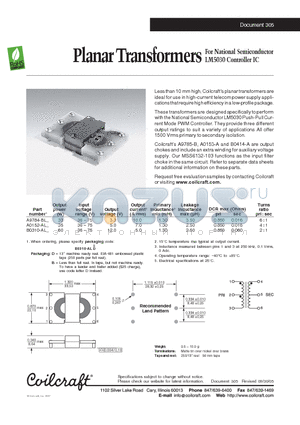 A0152-AL datasheet - Planar Transformers