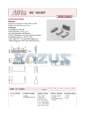 A01A10AGA1 datasheet - IDC SOCKET