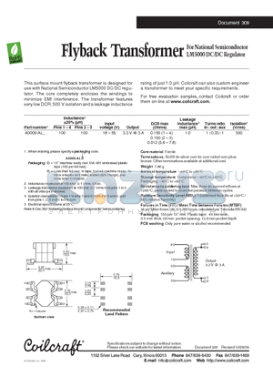 A0009-AL datasheet - Flyback Transformer