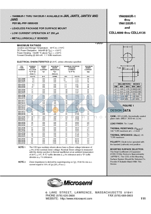 1N4100D datasheet - SILICON 400mA LOW NOISE ZENER DIODES