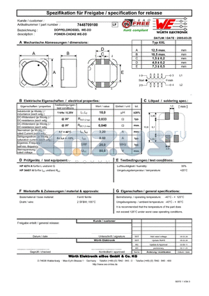 7448709100 datasheet - POWER-CHOKE WE-DD