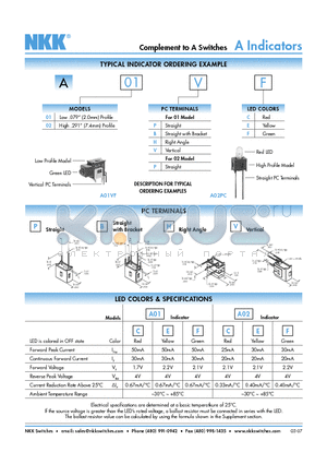 A01PC datasheet - Complement to A Switches