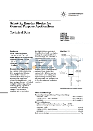 5082-2900 datasheet - Schottky Barrier Diodes for General Purpose Applications