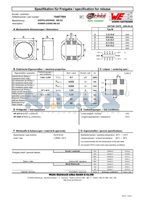 744877004 datasheet - POWER-CHOKE WE-DD