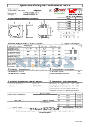 744878220 datasheet - POWER-CHOKE WE-DD