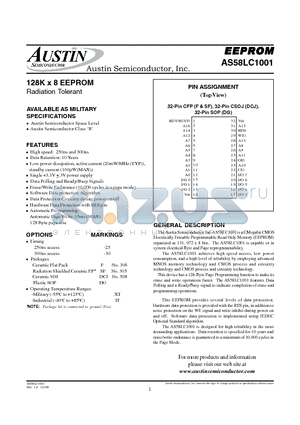 AS58LC1001DCJ-35/IT datasheet - 128K x 8 EEPROM Radiation Tolerant