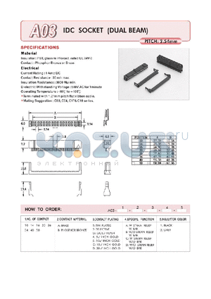 A03 datasheet - IDC SOCKET (DUAL BEAM)