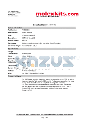 74548-0208 datasheet - SMT High Speed I/O