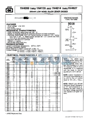 1N4116 datasheet - 500mW LOW NOISE SILION ZENER DIODES