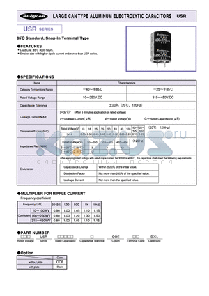 100USR1000M22X30 datasheet - LARGE CAN TYPE ALUMINUM ELECTROLYTIC CAPACITORS