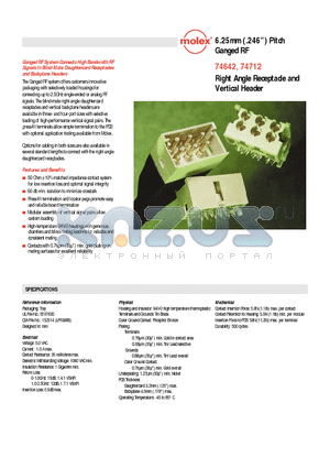 74642-0001 datasheet - 6.25mm (.246) Pitch Ganged RF