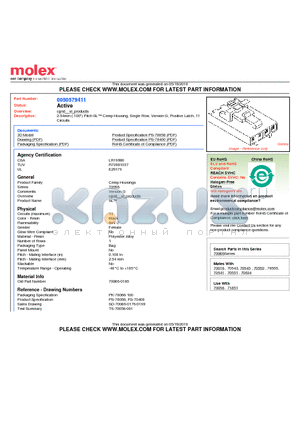 0050579411 datasheet - 2.54mm (.100