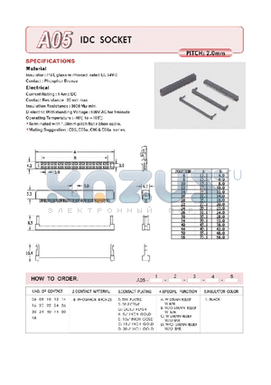 A0506BDD1 datasheet - IDC SOCKET