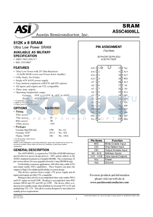 AS5C4009CW-100 datasheet - SRAM