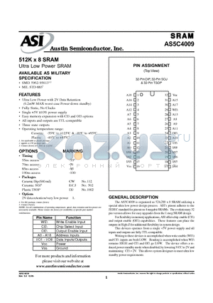 AS5C4009CW-100L/H datasheet - SRAM