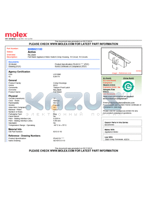 006-02-1103 datasheet - Flat Blade Appliance Motor Switch Crimp Housing, 10 Circuit, 10 Circuits
