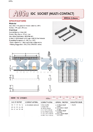 A05A08BAA1 datasheet - IDC SOCKET (MULTI-CONTACT)