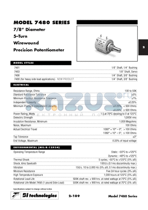 7488 datasheet - 7/8 Diameter 5-Turn Wirewound Precision Potentiometer