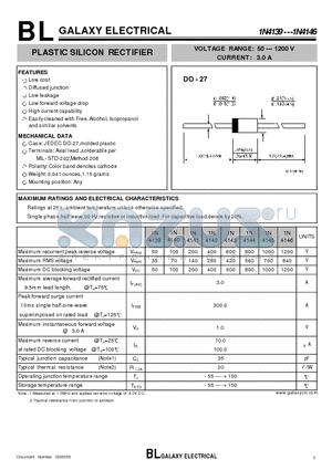 1N4141 datasheet - PLASTIC SILICON RECTIFIER
