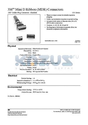 10120-3000PC datasheet - 3M Mini D Ribbon (MDR) Connectors