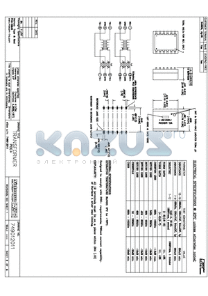 749012011 datasheet - TRANSFORMER